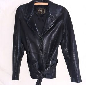 Express Black Leather Coat  Med